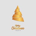 Merry Christmas and Happy New Year lettering vector illustration with Christmas Tree on grey background paper art  style Royalty Free Stock Photo